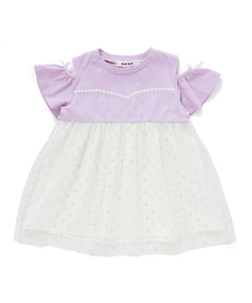 SLAP SLIP / スラップ スリップ Tシャツ | キラキラチュール切り替え肩あきトップス(80~130cm) | 詳細10