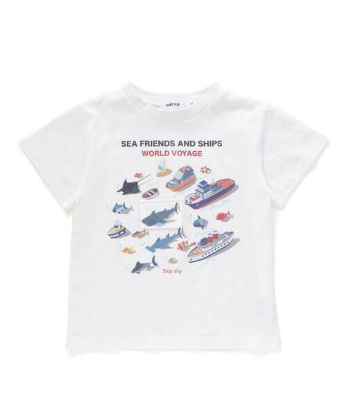SLAP SLIP/スラップ スリップ 海の生き物恐竜のりもの仕掛けめくる知育フリップTシャツ(80~130cm) ホワイト 80cm SLAP SLIP/スラップ スリップ 海の生き物恐竜のりもの仕掛けめくる知育フリップTシャツ(80~130cm) ホワイト 80cm