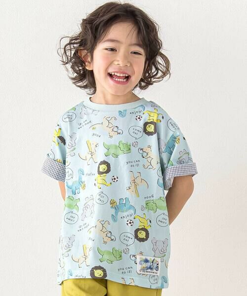 SLAP SLIP/スラップ スリップ 【お揃い】くるまレモンいきもの総柄Tシャツ(80~130cm) ブルー系(いきもの柄) 120cm SLAP SLIP/スラップ スリップ 【お揃い】くるまレモンいきもの総柄Tシャツ(80~130cm) ブルー系(いきもの柄) 120cm
