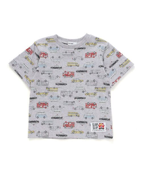 SLAP SLIP/スラップ スリップ 【お揃い】くるまレモンいきもの総柄Tシャツ(80~130cm) グレー系(くるま柄) 100cm SLAP SLIP/スラップ スリップ 【お揃い】くるまレモンいきもの総柄Tシャツ(80~130cm) グレー系(くるま柄) 100cm