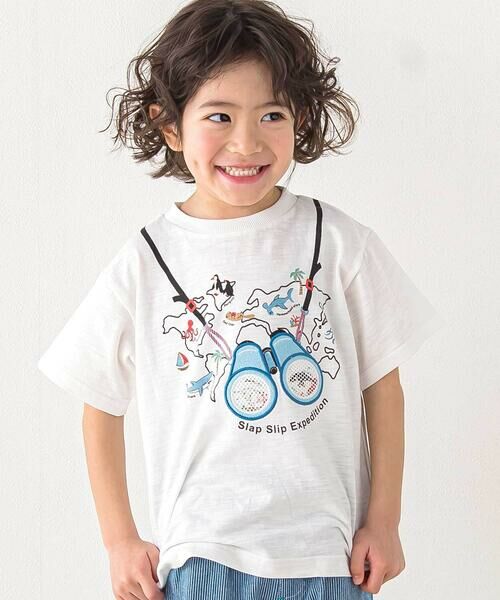 SLAP SLIP/スラップ スリップ メッシュ双眼鏡刺しゅうモチーフプリントTシャツ(80~130cm) ホワイト(海のいきもの) 130cm SLAP SLIP/スラップ スリップ メッシュ双眼鏡刺しゅうモチーフプリントTシャツ(80~130cm) ホワイト(海のいきもの) 130cm