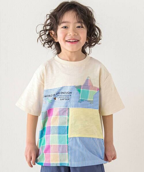 SLAP SLIP/スラップ スリップ 星ポケット切り替えTシャツ(80~130cm) クリームイエロー 80cm SLAP SLIP/スラップ スリップ 星ポケット切り替えTシャツ(80~130cm) クリームイエロー 80cm