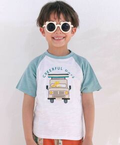 SLAP SLIP / スラップ スリップ Tシャツ | 飛行機クルマ恐竜刺しゅうプリントラグランTシャツ(80~130cm)