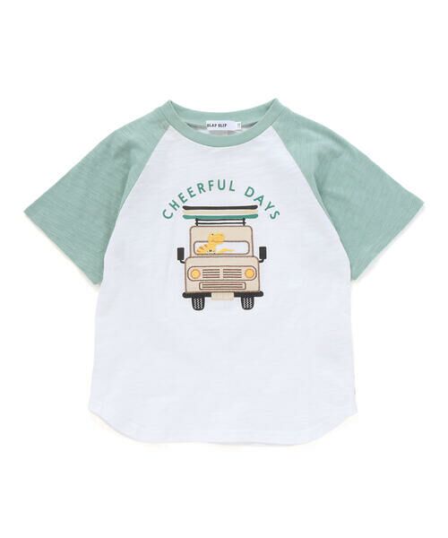 SLAP SLIP / スラップ スリップ Tシャツ | 飛行機クルマ恐竜刺しゅうプリントラグランTシャツ(80~130cm) | 詳細3