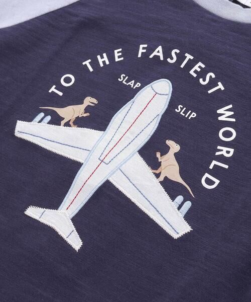 SLAP SLIP / スラップ スリップ Tシャツ | 飛行機クルマ恐竜刺しゅうプリントラグランTシャツ(80~130cm) | 詳細17
