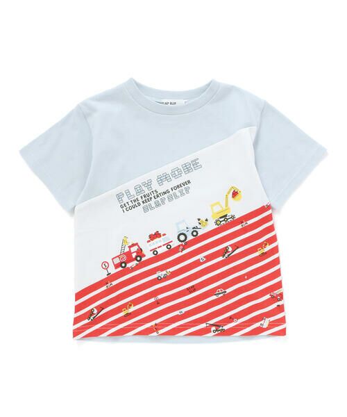 SLAP SLIP / スラップ スリップ Tシャツ | 切り替えはたらくくるまボーダープリント半袖Tシャツ(80~130cm) | 詳細5