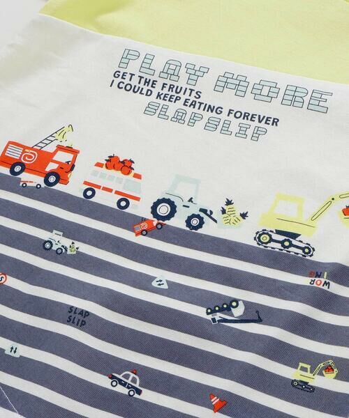 SLAP SLIP / スラップ スリップ Tシャツ | 切り替えはたらくくるまボーダープリント半袖Tシャツ(80~130cm) | 詳細12