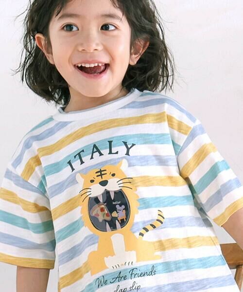 SLAP SLIP / スラップ スリップ Tシャツ | 【お揃い】ドイツイタリアフランスいろいろモチーフ無地ボーダー半袖Tシャツ(80~130cm) | 詳細11
