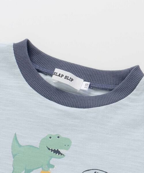 SLAP SLIP / スラップ スリップ Tシャツ | 恐竜ピラミッドプリントサガラ刺しゅう袖配色Tシャツ(80~130cm) | 詳細10