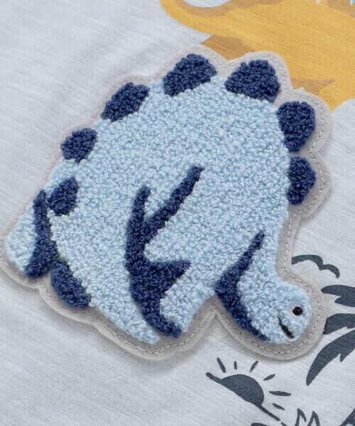 SLAP SLIP / スラップ スリップ Tシャツ | 恐竜ピラミッドプリントサガラ刺しゅう袖配色Tシャツ(80~130cm) | 詳細13