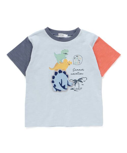 SLAP SLIP / スラップ スリップ Tシャツ | 恐竜ピラミッドプリントサガラ刺しゅう袖配色Tシャツ(80~130cm) | 詳細8