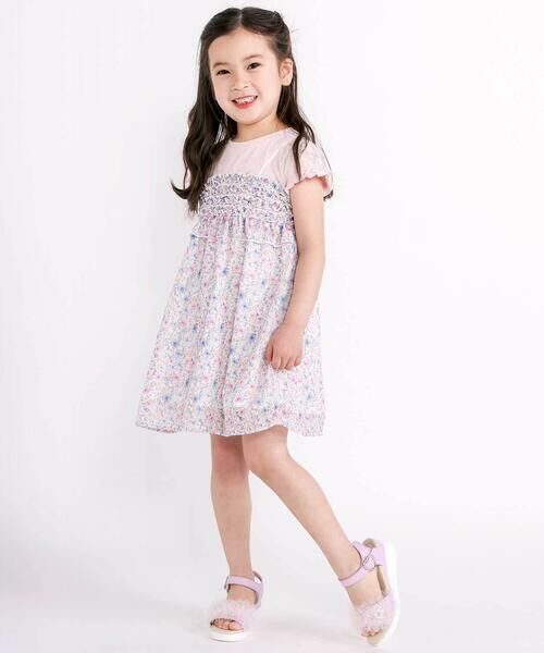 SLAP SLIP / スラップ スリップ ミニ丈・ひざ丈ワンピース | 花柄シフォンドッキングワンピース(80~130cm) | 詳細2