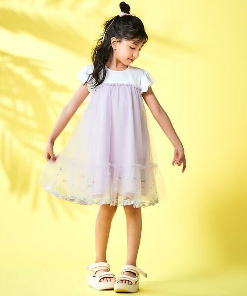 SLAP SLIP / スラップ スリップ ミニ丈・ひざ丈ワンピース | 裾フルーツ刺しゅうチュールワンピース(80~130cm) | 詳細13