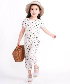 SLAP SLIP / スラップ スリップ セットアップ | 【接触冷感】バックリボントップス+裾ゴムボトムス隠しハートドットセットアップ(90~130cm)