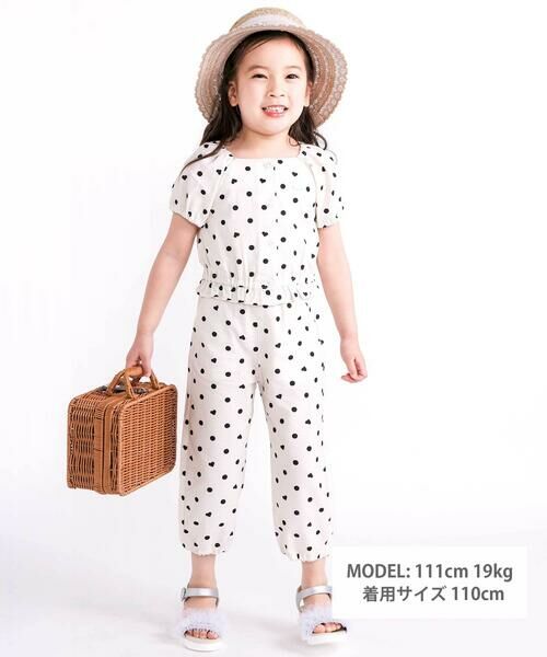 SLAP SLIP / スラップ スリップ セットアップ | 【接触冷感】バックリボントップス+裾ゴムボトムス隠しハートドットセットアップ(90~130cm) | 詳細1