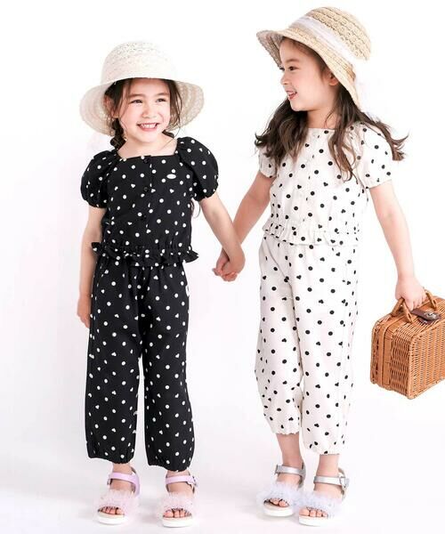 SLAP SLIP / スラップ スリップ セットアップ | 【接触冷感】バックリボントップス+裾ゴムボトムス隠しハートドットセットアップ(90~130cm) | 詳細6