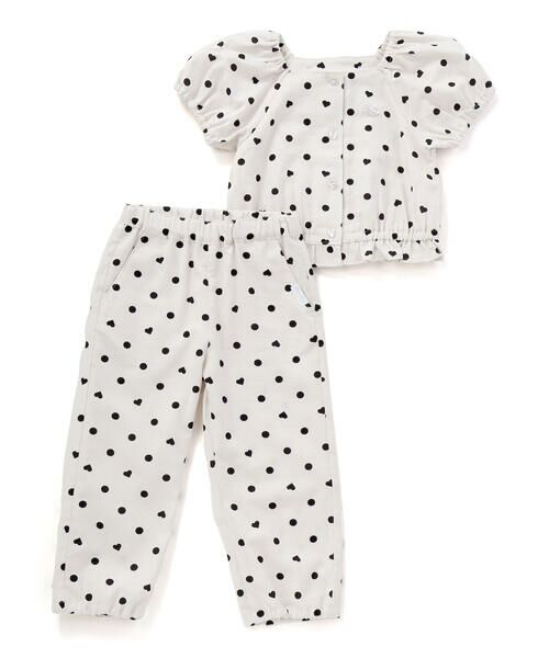 SLAP SLIP / スラップ スリップ セットアップ | 【接触冷感】バックリボントップス+裾ゴムボトムス隠しハートドットセットアップ(90~130cm) | 詳細2