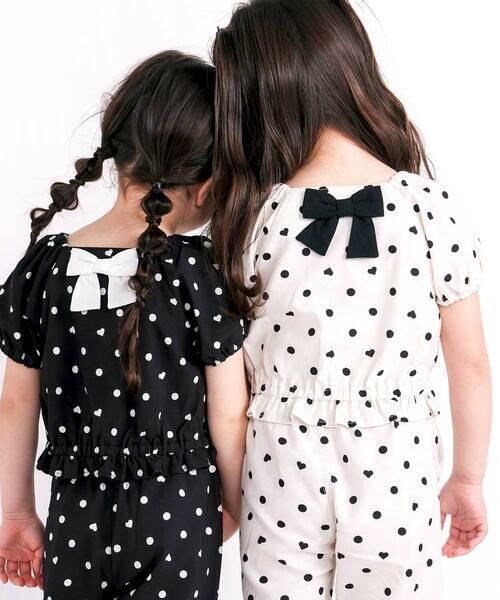 SLAP SLIP / スラップ スリップ セットアップ | 【接触冷感】バックリボントップス+裾ゴムボトムス隠しハートドットセットアップ(90~130cm) | 詳細9