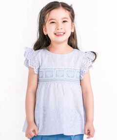 SLAP SLIP / スラップ スリップ シャツ・ブラウス | 袖レースクロシェ編みドッキングチュニック(80~130cm)