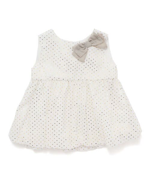 SLAP SLIP / スラップ スリップ シャツ・ブラウス | キラキラ箔プリントリボン付きバルーンオーガンジーブラウス(80~130cm) | 詳細1