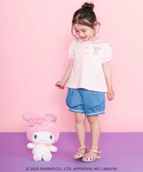 SLAP SLIP / スラップ スリップ ポロシャツ | 【マイメロディ＆クロミ×SLAPSLIP】耳付きセーラー襟パフスリーブポロシャツ(90~130cm) | 詳細7