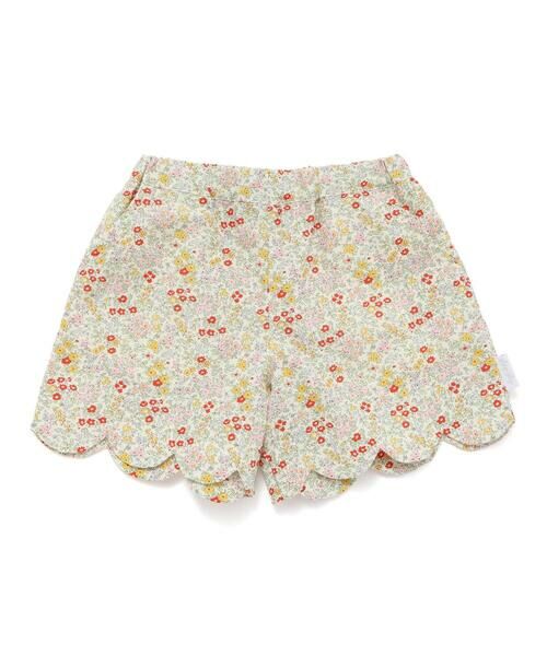 SLAP SLIP / スラップ スリップ ショート・ハーフ・半端丈パンツ | 【お揃い/接触冷感】裾スカラップ花柄ストライプショートパンツ(90~130cm) | 詳細1