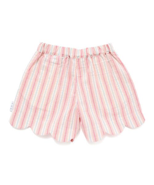 SLAP SLIP / スラップ スリップ ショート・ハーフ・半端丈パンツ | 【お揃い/接触冷感】裾スカラップ花柄ストライプショートパンツ(90~130cm) | 詳細12