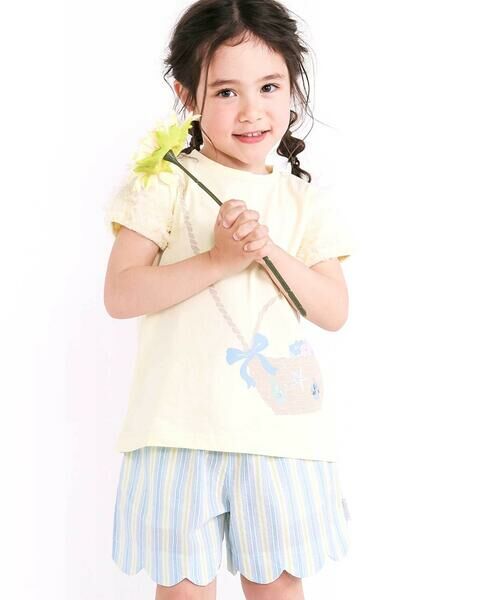 SLAP SLIP / スラップ スリップ ショート・ハーフ・半端丈パンツ | 【お揃い/接触冷感】裾スカラップ花柄ストライプショートパンツ(90~130cm) | 詳細15