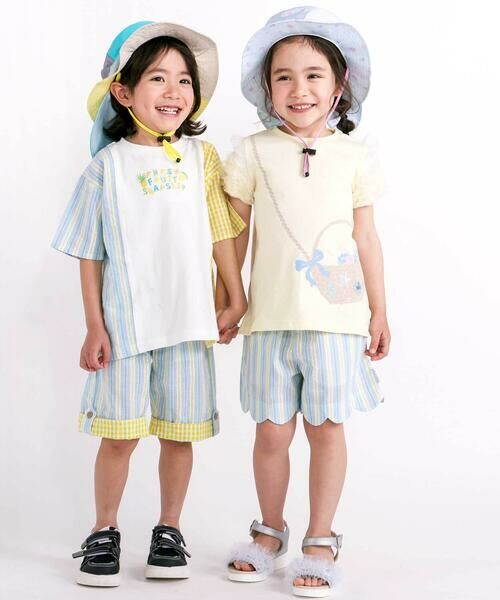 SLAP SLIP / スラップ スリップ ショート・ハーフ・半端丈パンツ | 【お揃い/接触冷感】裾スカラップ花柄ストライプショートパンツ(90~130cm) | 詳細17