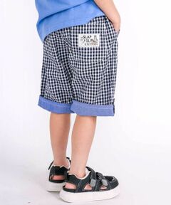 SLAP SLIP / スラップ スリップ ショート・ハーフ・半端丈パンツ | 【お揃い/接触冷感】チェックストライプ裾折り返しサイドタブハーフパンツ(80~130cm)