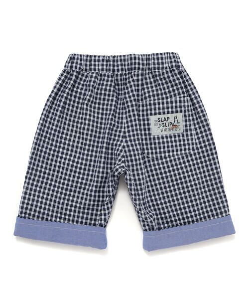 SLAP SLIP / スラップ スリップ ショート・ハーフ・半端丈パンツ | 【お揃い/接触冷感】チェックストライプ裾折り返しサイドタブハーフパンツ(80~130cm) | 詳細2