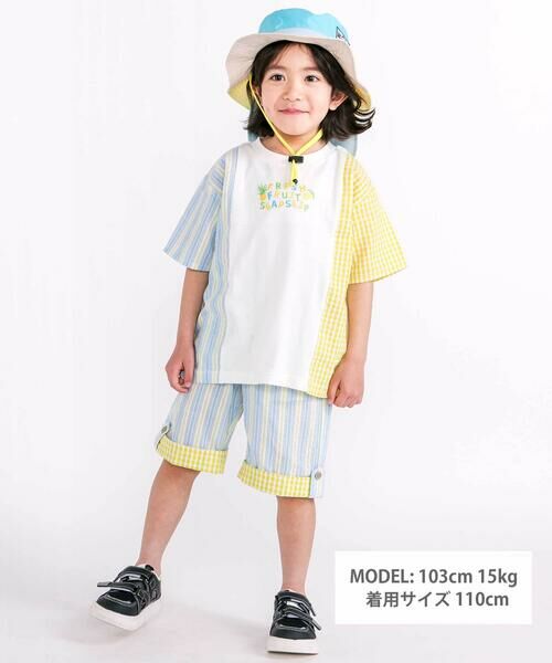 SLAP SLIP / スラップ スリップ ショート・ハーフ・半端丈パンツ | 【お揃い/接触冷感】チェックストライプ裾折り返しサイドタブハーフパンツ(80~130cm) | 詳細18