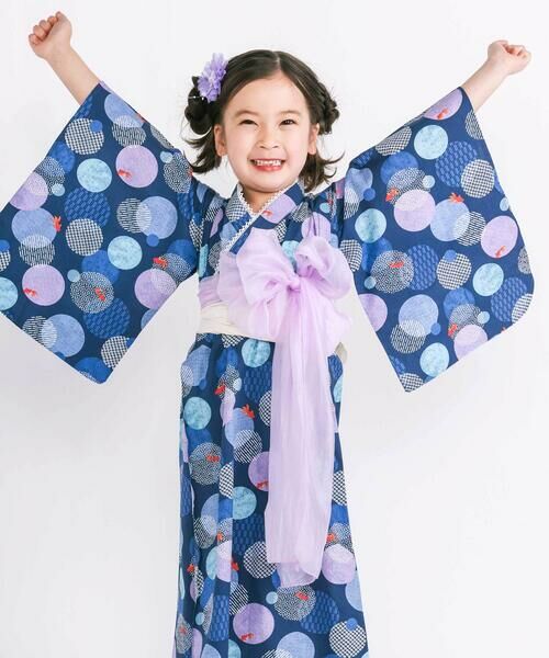 SLAP SLIP / スラップ スリップ 着物・浴衣・小物類 | 【お揃い】カンタン着付けプルオーバー浴衣+帯2種類 3点セット(90~140cm) | 詳細7