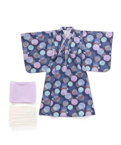 SLAP SLIP / スラップ スリップ 着物・浴衣・小物類 | 【お揃い】カンタン着付けプルオーバー浴衣+帯2種類 3点セット(90~140cm) | 詳細2