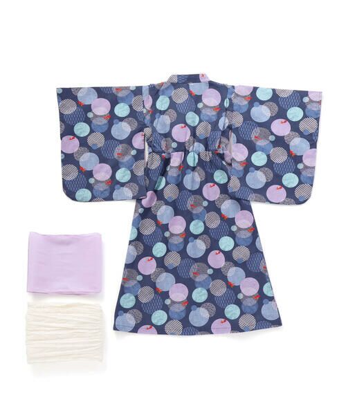 SLAP SLIP / スラップ スリップ 着物・浴衣・小物類 | 【お揃い】カンタン着付けプルオーバー浴衣+帯2種類 3点セット(90~140cm) | 詳細3