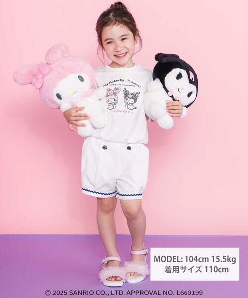 SLAP SLIP / スラップ スリップ Tシャツ | 【マイメロディ＆クロミ×SLAPSLIP】キャラクタープリント編み上げリボンスリーブTシャツ(90~130cm) | 詳細1