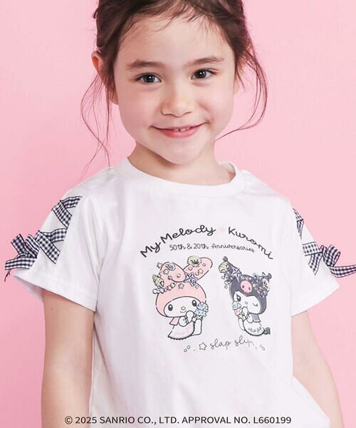 SLAP SLIP / スラップ スリップ Tシャツ | 【マイメロディ＆クロミ×SLAPSLIP】キャラクタープリント編み上げリボンスリーブTシャツ(90~130cm) | 詳細4