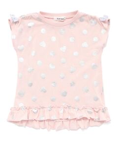 SLAP SLIP / スラップ スリップ Tシャツ | 【接触冷感】裾フリルハートドット箔プリント柄Tシャツ(80~130cm)