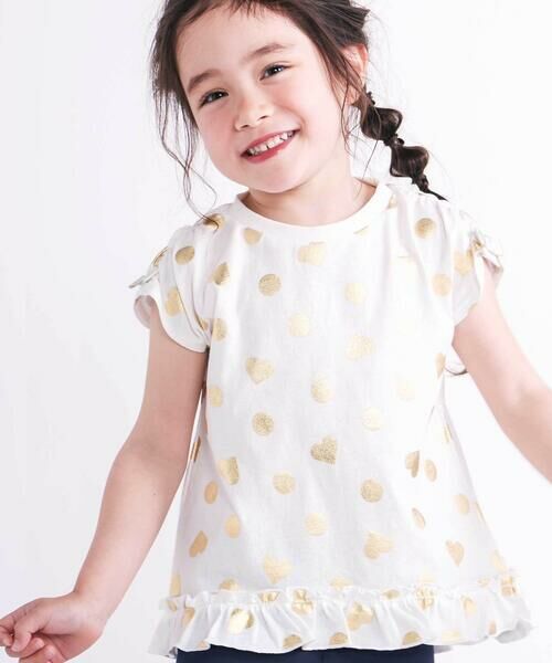 SLAP SLIP / スラップ スリップ Tシャツ | 【接触冷感】裾フリルハートドット箔プリント柄Tシャツ(80~130cm) | 詳細2