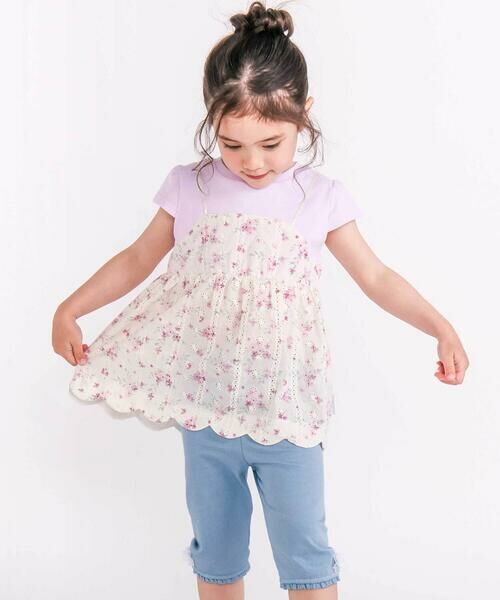 SLAP SLIP / スラップ スリップ Tシャツ | 花柄レースキャミソールドッキングTシャツ(80~130cm) | 詳細3