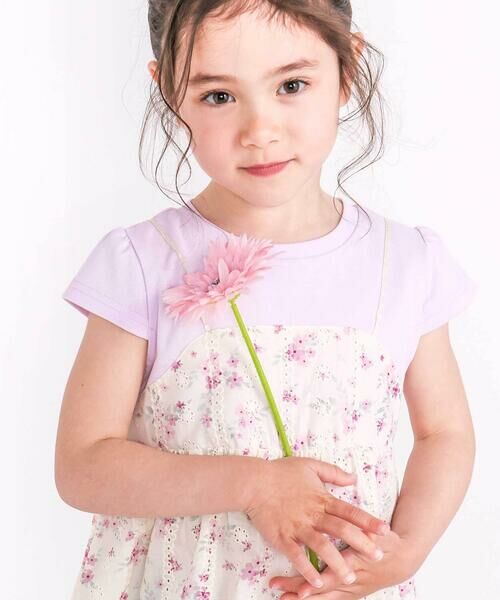 SLAP SLIP / スラップ スリップ Tシャツ | 花柄レースキャミソールドッキングTシャツ(80~130cm) | 詳細4