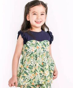 SLAP SLIP / スラップ スリップ Tシャツ | 【お揃い/接触冷感】ドットフルーツボタニカル柄ドッキングノースリーブトップス(80~130cm)