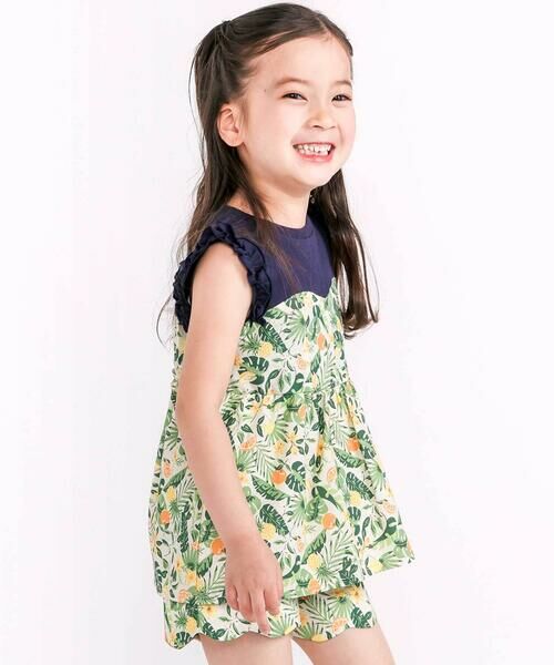 SLAP SLIP / スラップ スリップ Tシャツ | 【お揃い/接触冷感】ドットフルーツボタニカル柄ドッキングノースリーブトップス(80~130cm) | 詳細2