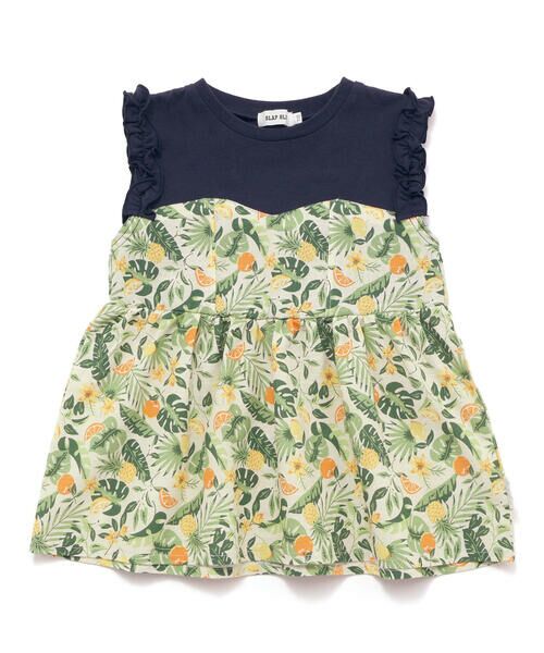 SLAP SLIP / スラップ スリップ Tシャツ | 【お揃い/接触冷感】ドットフルーツボタニカル柄ドッキングノースリーブトップス(80~130cm) | 詳細3