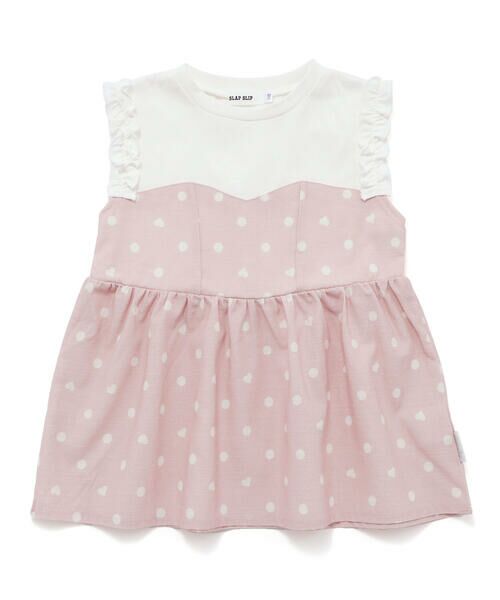 SLAP SLIP / スラップ スリップ Tシャツ | 【お揃い/接触冷感】ドットフルーツボタニカル柄ドッキングノースリーブトップス(80~130cm) | 詳細13