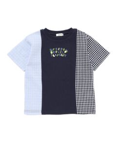 SLAP SLIP / スラップ スリップ Tシャツ | 【お揃い】ストライプチェックサイド切り替えTシャツ(80~130cm)
