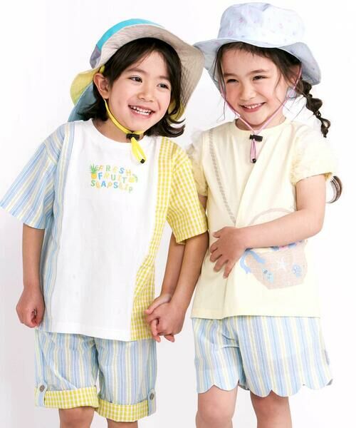SLAP SLIP / スラップ スリップ Tシャツ | 【お揃い】ストライプチェックサイド切り替えTシャツ(80~130cm) | 詳細5