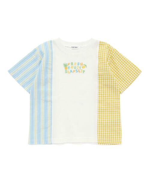 SLAP SLIP / スラップ スリップ Tシャツ | 【お揃い】ストライプチェックサイド切り替えTシャツ(80~130cm) | 詳細6