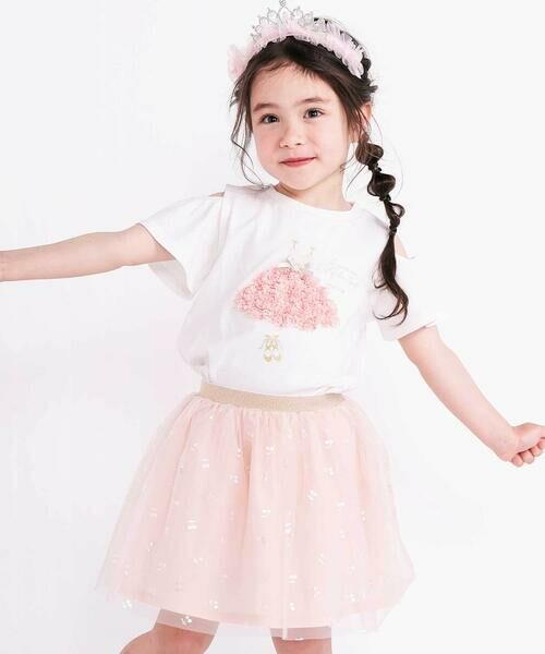 SLAP SLIP / スラップ スリップ Tシャツ | 【接触冷感】カラフルシフォンバレリーナモチーフ肩見せTシャツ(80~130cm) | 詳細2