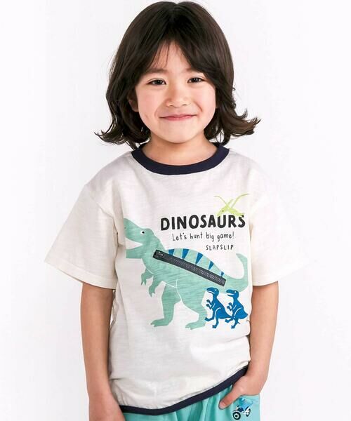 SLAP SLIP/スラップ スリップ 【接触冷感】もぐもぐ恐竜モチーフTシャツ(80~130cm) ホワイト 80cm SLAP SLIP/スラップ スリップ 【接触冷感】もぐもぐ恐竜モチーフTシャツ(80~130cm) ホワイト 80cm